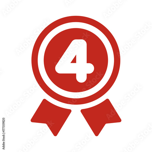 ranking medal icon illustration. 4th place.