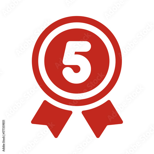 ranking medal icon illustration. 5th place.