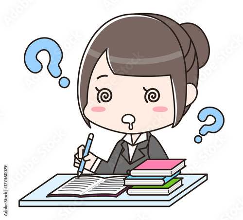  	採用試験を受ける女性　ペーパーテスト　SPI　はてな　わからない