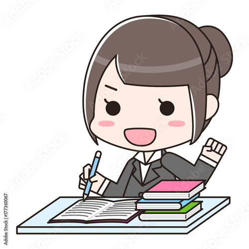 資格や入社試験などの勉強をする女性　やる気