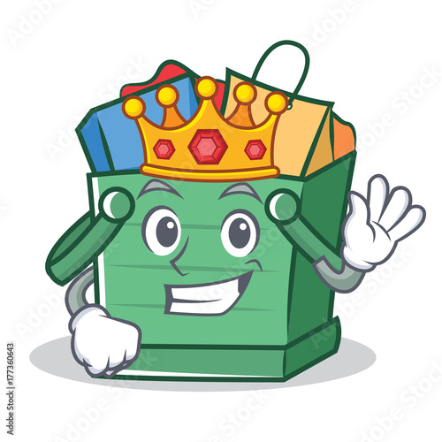 King shopping basket character cartoon