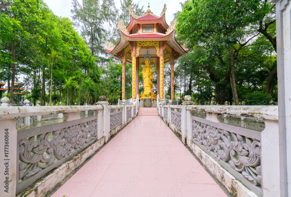 Long An, Vietnam - October 15th, 2017: Architectural beauty of the ancient temple in the countryside. Pagoda was built in 1808, recognized as a national cultural monument in 1997 in Long An, Vietnam Long An, Vietnam - October 15th, 2017: Architectural beauty of the ancient temple in the countryside. Pagoda was built in 1808, recognized as a national cultural monument in 1997 in Long An, Vietnam