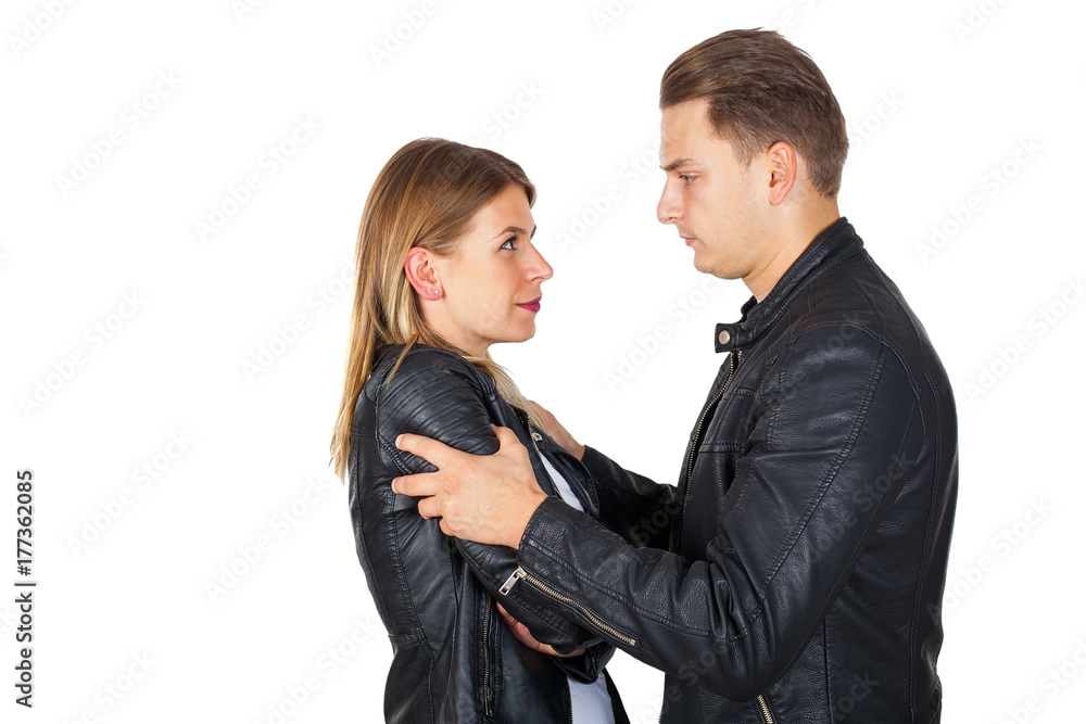 Stylish young couple on isolated Stylish young couple on isolated