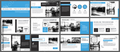 Blue presentation templates and infographics elements background. Use for business annual report, flyer, corporate marketing, leaflet, advertising, brochure, modern style.