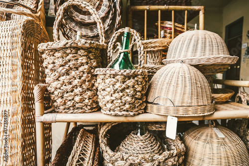 Wicker Baskets in a Traditional Marketplace