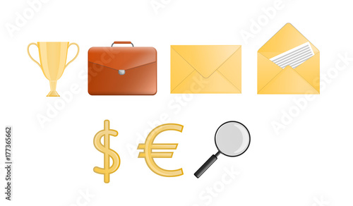 Business,economic or office set.Vector illustration on isolated background. photo