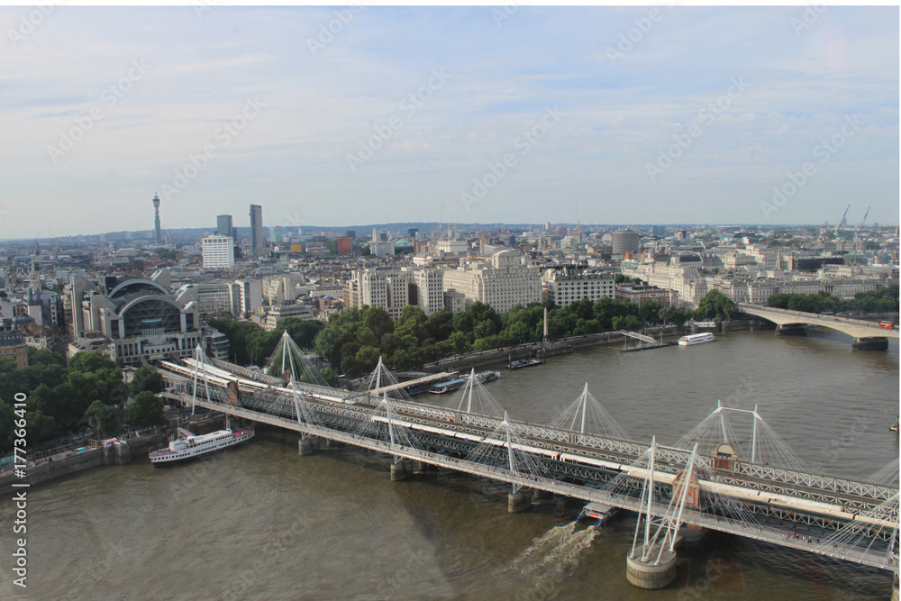 A view of two of London's bridges and the city of London