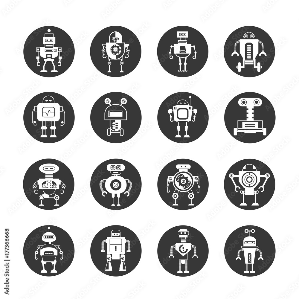 robot icons set robot icons set