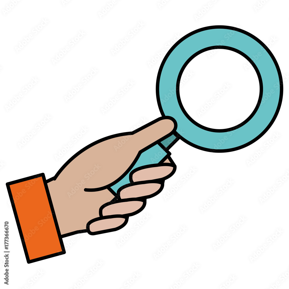 hand human with magnifying glass isolated icon hand human with magnifying glass isolated icon