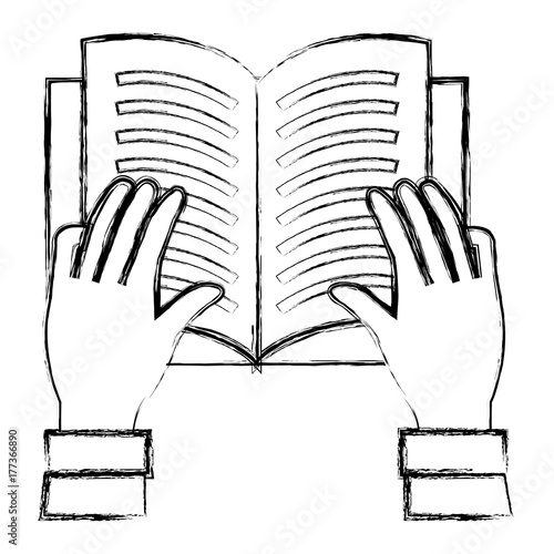 hands reader with text book school icon