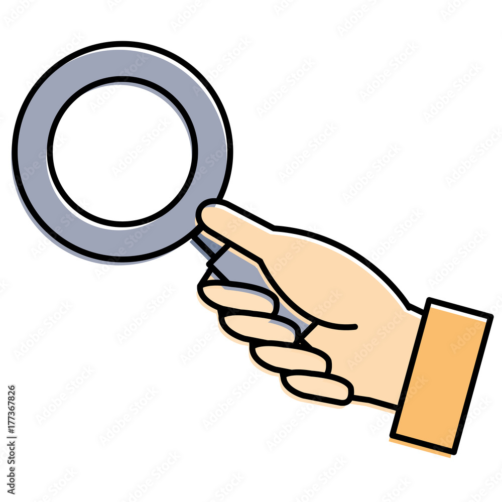 hand human with magnifying glass isolated icon hand human with magnifying glass isolated icon