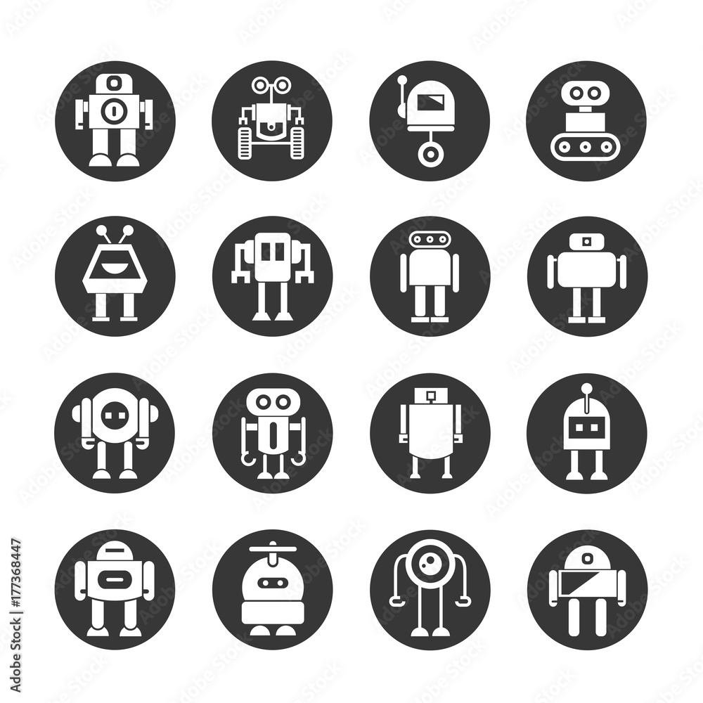 robot icons set