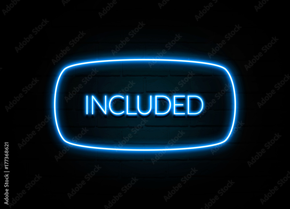 Included - colorful Neon Sign on brickwall Included - colorful Neon Sign on brickwall