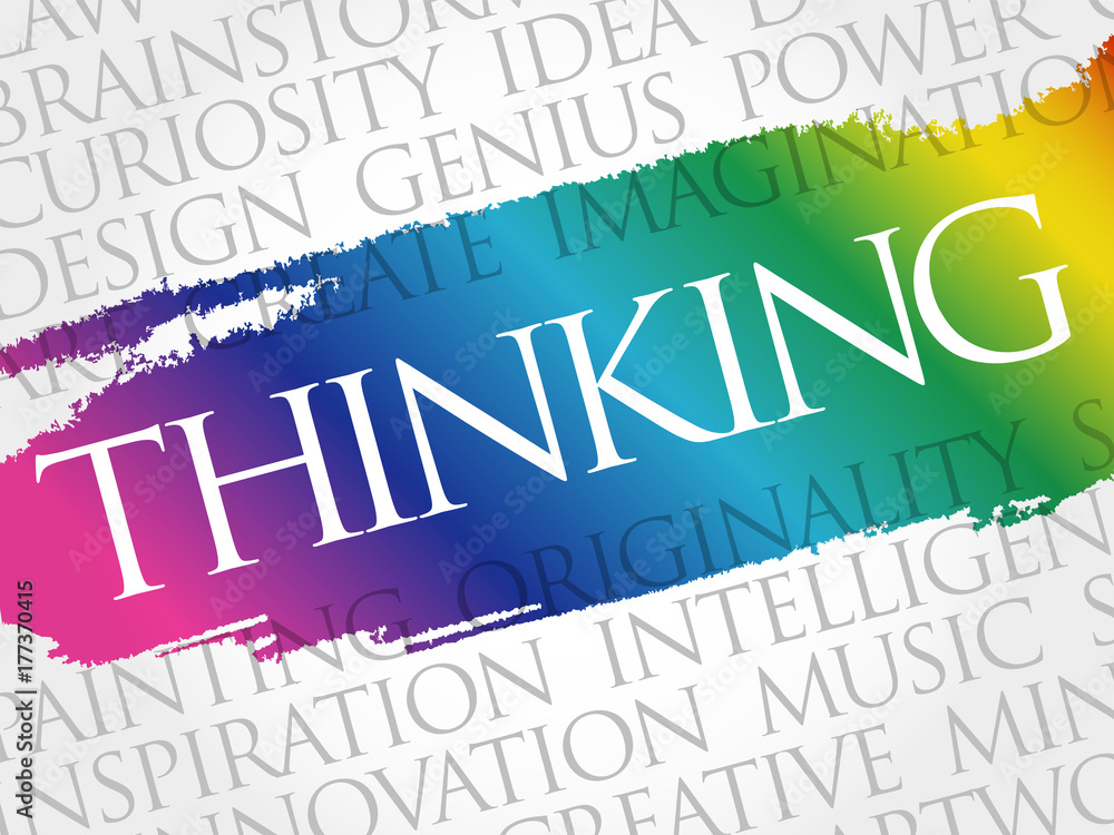 Thinking word cloud collage, business concept background Thinking word cloud collage, business concept background