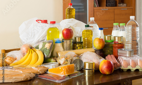 Still life with foodstuffs of supermarket photo