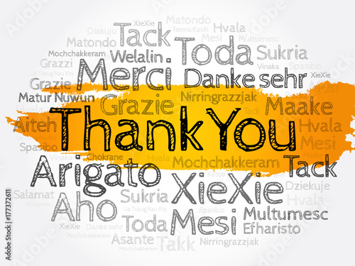 Thank You word cloud in different languages, concept background