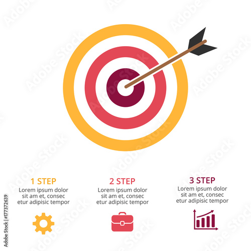 Vector circle arrows infographic, cycle diagram, graph, presentation chart. Target marketing research. Business concept with 3 options, parts, steps, processes.