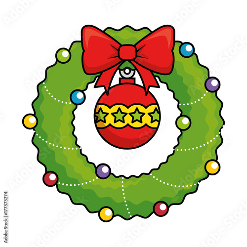 wreath with christmas ball decorative
