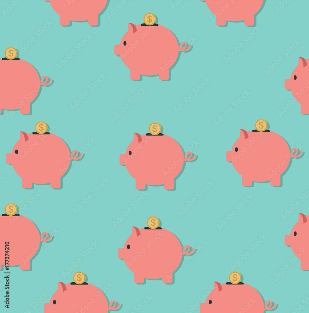 Piggy Bank with coins pattern Piggy Bank with coins pattern