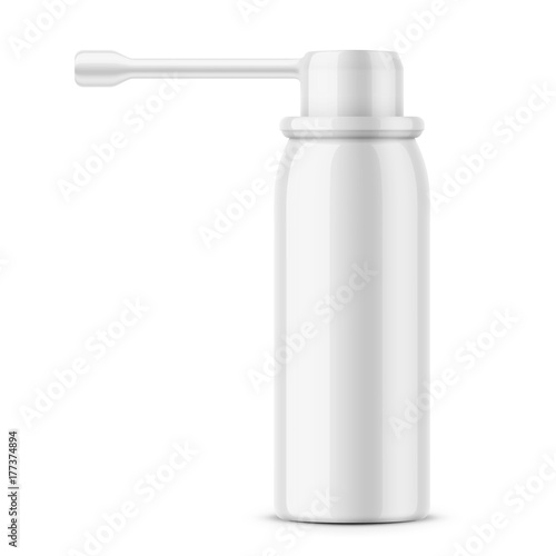 White glossy oral spray bottle.