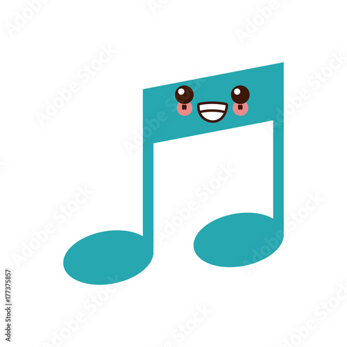 Music note symbol kawaii cute cartoon vector illustration