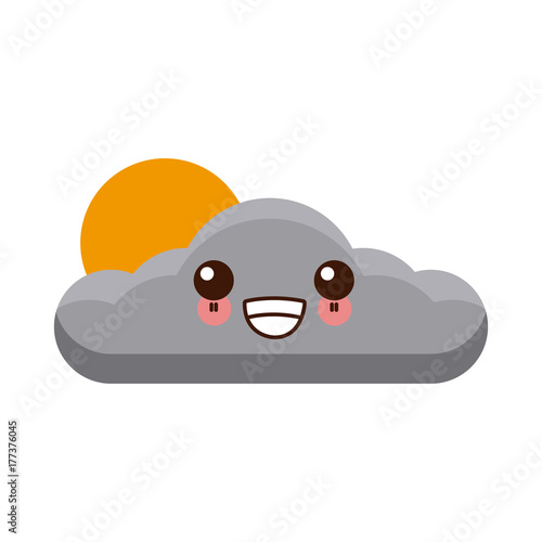 Sun and cloud symbol kawaii cute cartoon vector illustration © Jemastock