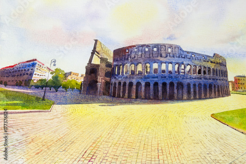 Photography Painting -  Colosseum in Rome, Italy