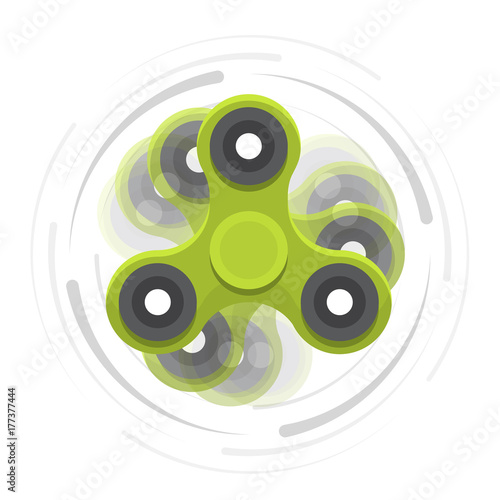 Green hand spinner in motion