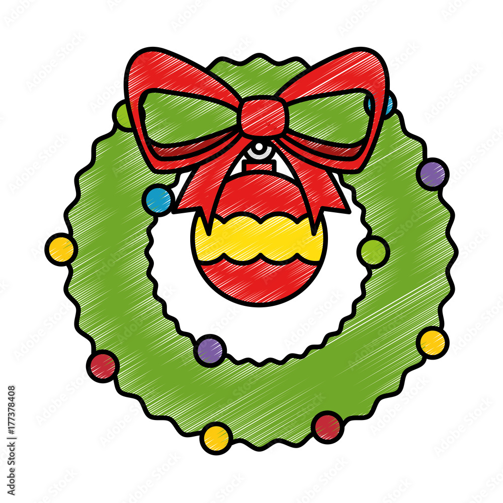 wreath with christmas ball decorative vector illustration design wreath with christmas ball decorative vector illustration design