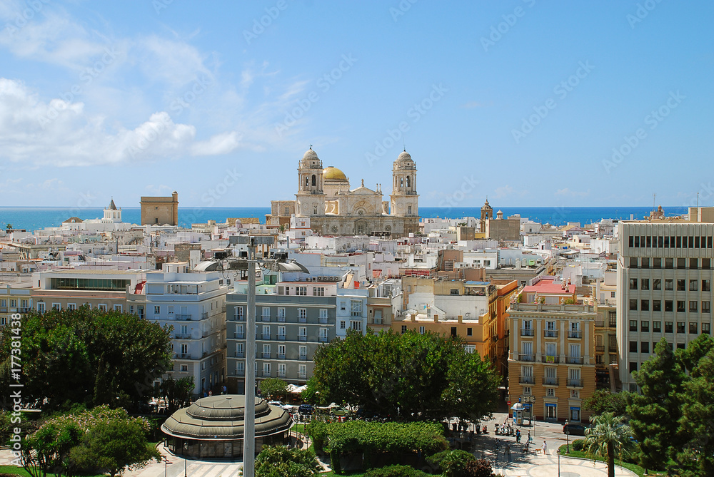 Aerial view of the Cathedral of Cadiz, Spain