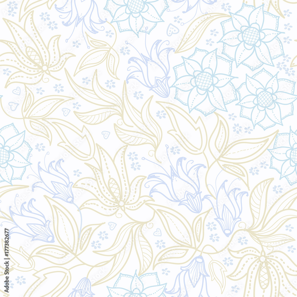 Vector seamless background. Design for fabrics, textiles, paper, wallpaper, Internet. Vintage. Floral ornament. Vector seamless background. Design for fabrics, textiles, paper, wallpaper, Internet. Vintage. Floral ornament.