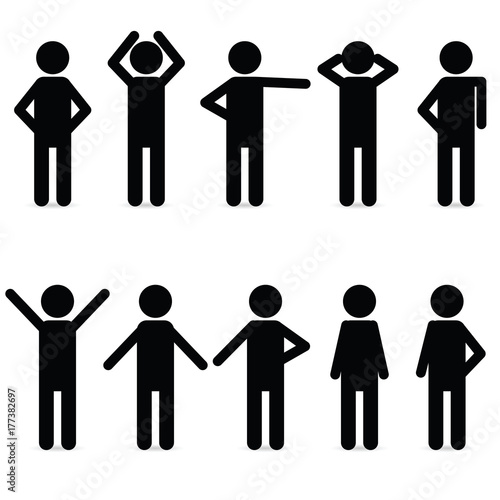man icon in various poses illustration