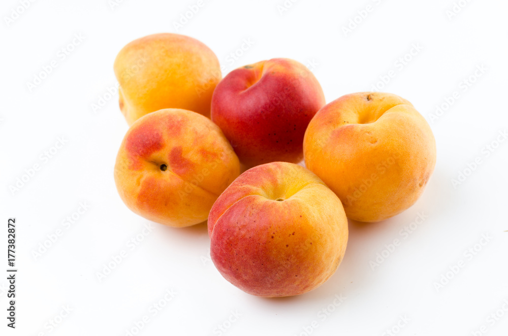 Peach. Red yellow peach on a white background Peach. Red yellow peach on a white background