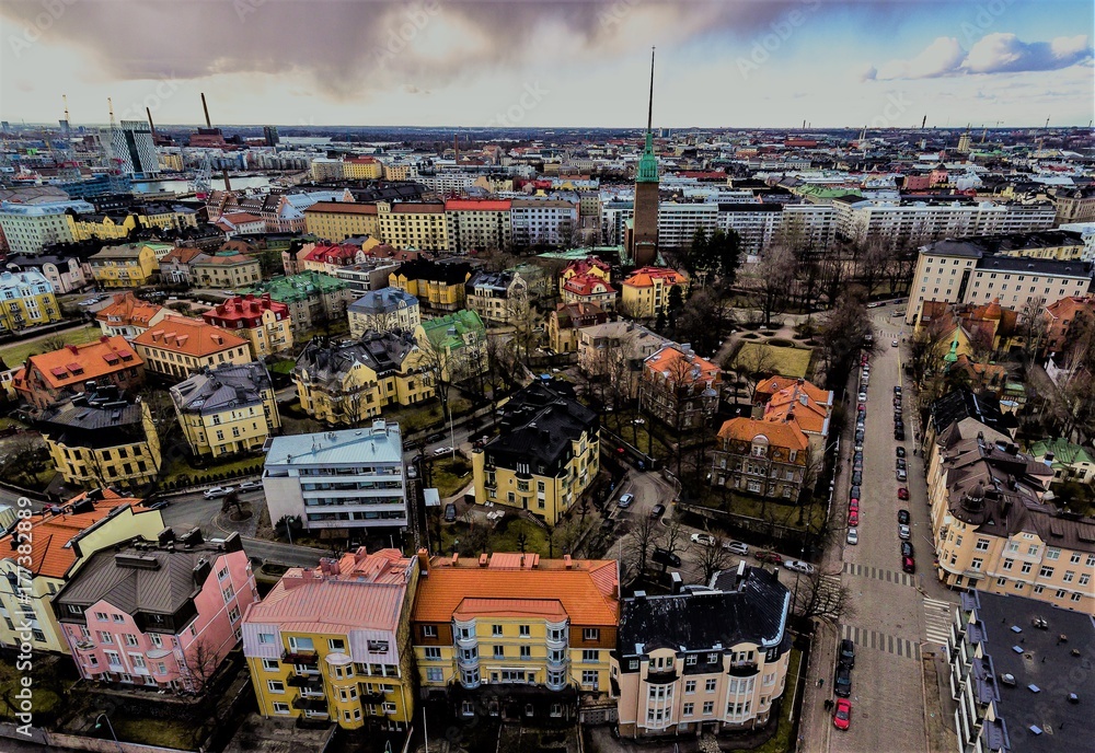 AERIAL SKYVIEW OF HELSINKI CITY FINLAND( DRONE Photos | Adobe Stock