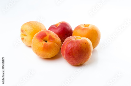 Peach. Red yellow peach on a white background