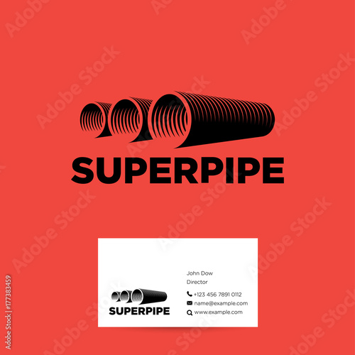 Pipes Logo. Corporate vector logo design template Isolated on a red background. 