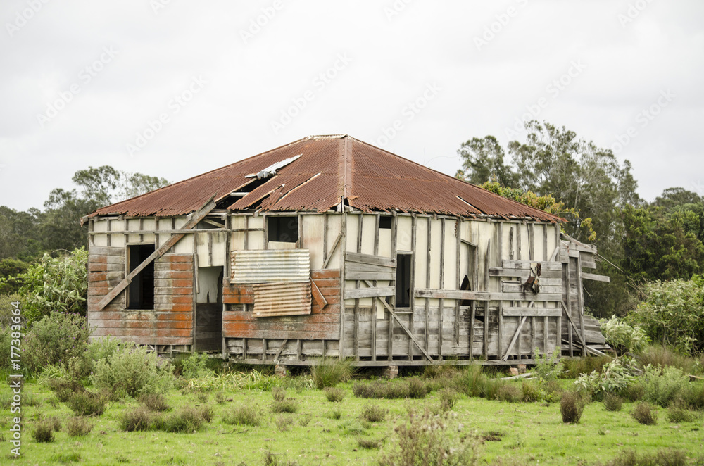 Deserted old wooden farm house