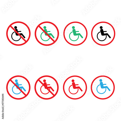 Disabled sign in circle set