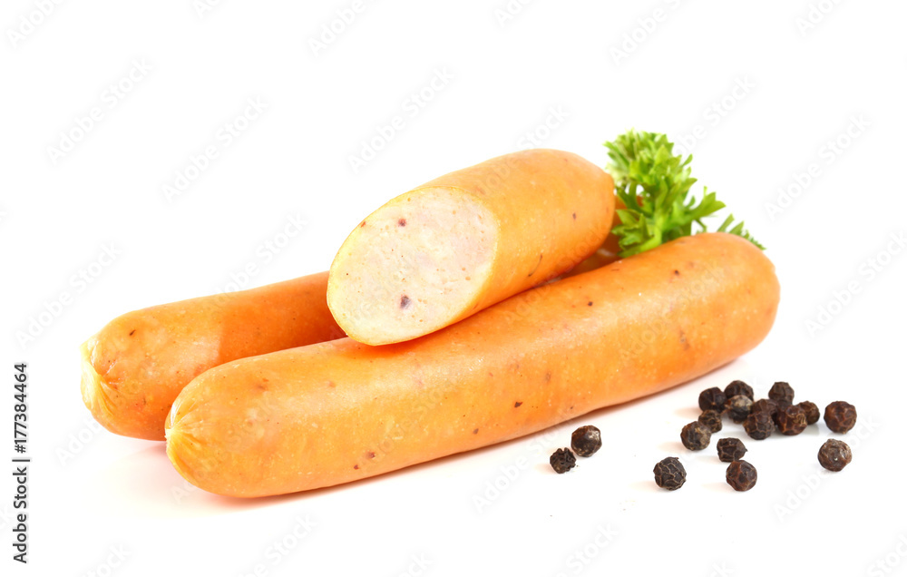 Sausages black pepper Isolated on white background Sausages black pepper Isolated on white background