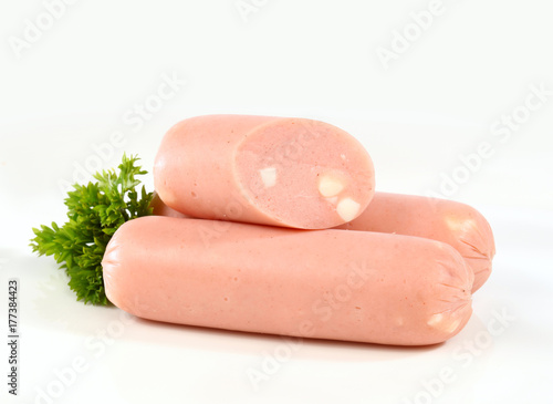 Cheese sausages Isolated on white background