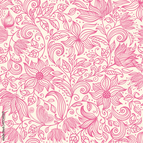 Floral seamless pattern. Sample for fabric, wrapping and paper. Decorative background.