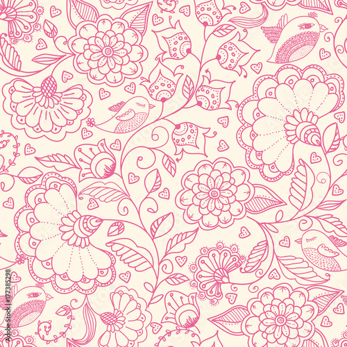 Floral seamless pattern. Sample for fabric, wrapping and paper. Decorative background.