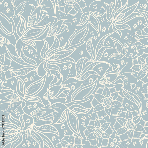 Floral seamless pattern. Sample for fabric, wrapping and paper. Decorative background.