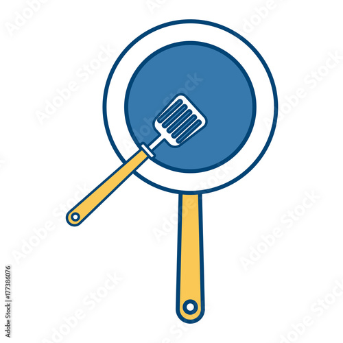 Skillet and turner kitchen utensils icon vector illustration graphic design
