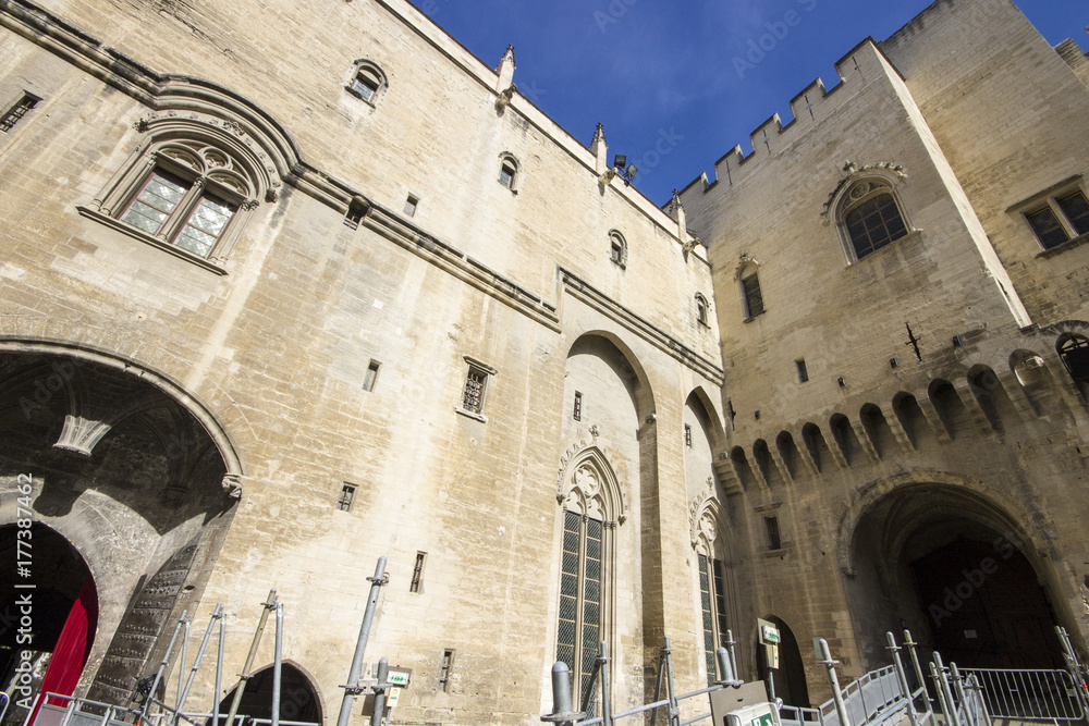 The Palais des Papes or Papal palace, one of the largest and most important medieval Gothic buildings in Europe. A World Heritage Site since 1995