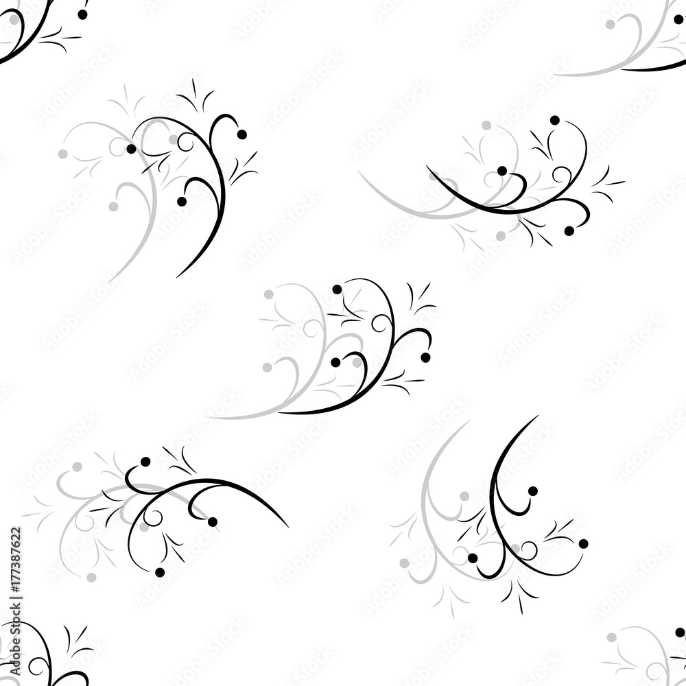 Twig of spiral black on white background