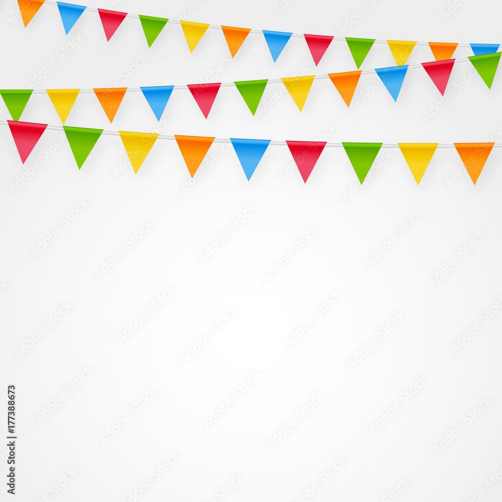 Minimalistic festive birthday party flags bunting decorations vector