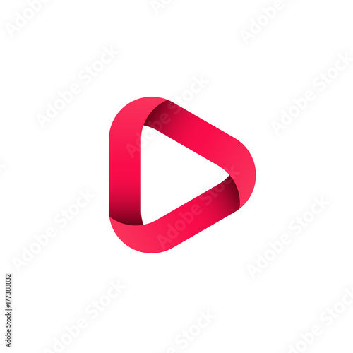 Stylish minimalistic red triangle shape logo icon design template isolated on white background