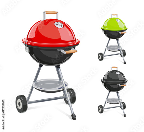 Kettle For barbecue with lid. Equipment bbq. B-B-Q Accessory.