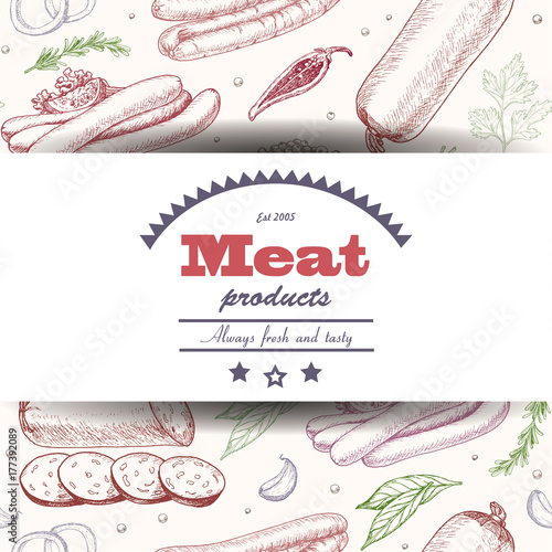 Vector background with meat products